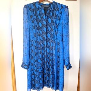 Proenza Schouler Black Label Womens Blue Python Shift Dress. 100% Silk. Size 2
